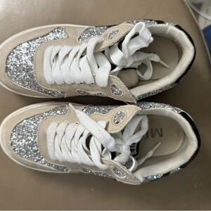 MIA Kids Sneakers with Silver Glitter and Cream Accents